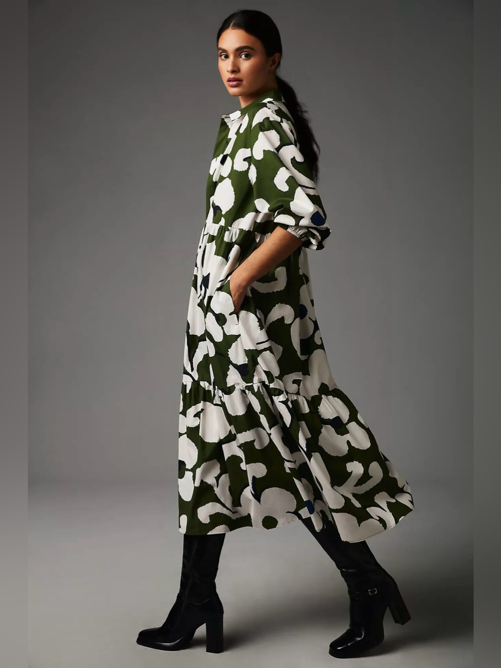Anthropologie Maeve The Bettina Tiered Midi Shirt Dress Size XXL